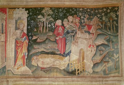 De Vreugde van de Mensen na de Dood van de Twee Getuigen, nr. 32 uit De Apocalyps van Angers door Nicolas Bataille