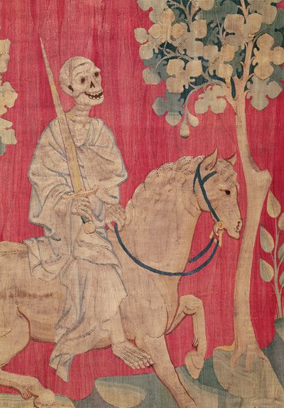 Het bleke paard en de dood, uit de Apocalyps Tapestry van Angers, 1373-87 door Nicolas Bataille