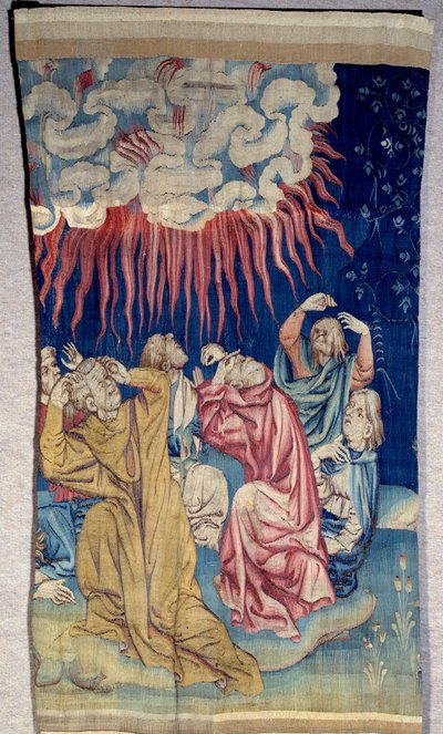 Het gordijn van de Openbaring (1373-1383): het vuur van de hemel (duisternis). Wandtapijt door Nicolas Bataille (1330-1405) door Nicolas Bataille