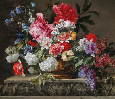 Stilleven van rozen, tulpen, anemonen en seringen, tweede helft van de 17e eeuw door Nicolas Baudesson