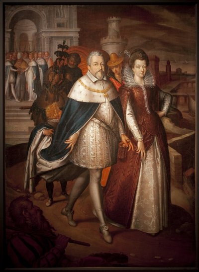 Portret van Francois I de Medicis, Groothertog van Toscane en zijn dochter Marie de Medicis, toekomstige koningin van Frankrijk door Nicolas Baullery
