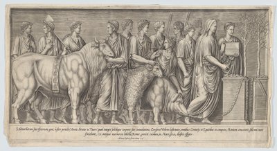 Heidens offer, naar een antiek bas-reliëf, 1553 door Nicolas Beatrizet
