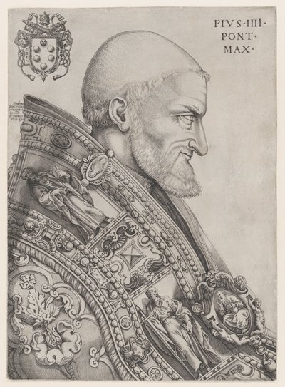 Portret van Paus Pius IV, midden 16e eeuw door Nicolas Beatrizet
