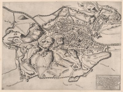Speculum Romanae Magnificentiae: Uitzicht op Rome vanuit het oosten door Nicolas Beatrizet