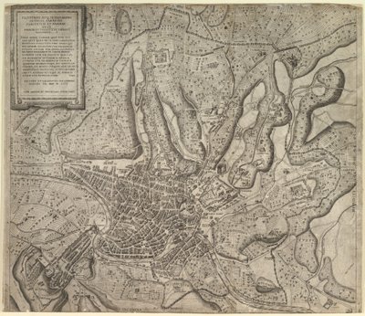 Speculum Romanae Magnificentiae: Uitzicht op Rome vanuit het westen door Nicolas Beatrizet
