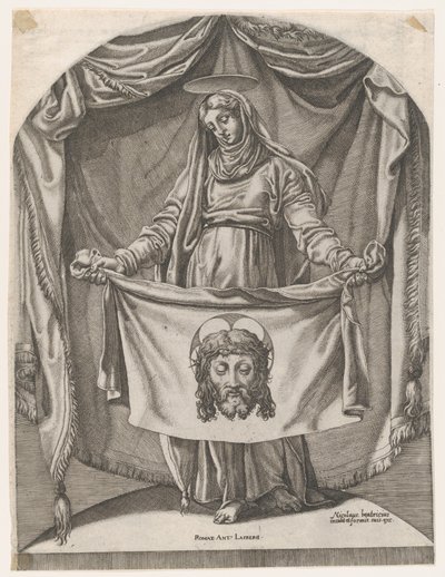 Sint Veronica met de Sudarium, naar Michelangelo door Nicolas Beatrizet