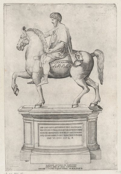 Het ruiterstandbeeld van Marcus Aurelius op het Capitool, 1548 door Nicolas Beatrizet