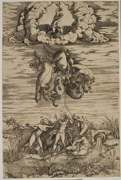 De val van Phaeton door Nicolas Beatrizet