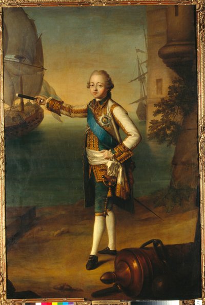 Portret van de grootvorst Pavel Petrovich in admiraalsuniform - Schilderij van Nicolas Benjamin Delapierre door Nicolas Benjamin Delapierre