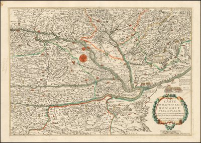 1663 kaart van Opper- en Neder-Hongarije, Transilvanië, Slovenië, Kroatië en Dalmatië, uitgegeven door Nicolas Berey door Nicolas Berey