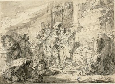 Aeneas bij het graf van Anchises (recto); Aeneas bij het graf van Anchises (verso) door Nicolas Bernard Lepicie