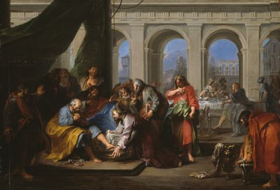 Christus wast de voeten van zijn discipelen door Nicolas Bertin