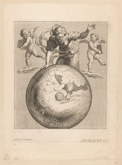 Astronomische voorstelling van de dageraad met twee putti door Nicolas Bocquet