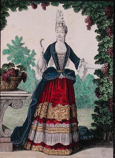 Allegorie van de Herfst, eind 17e eeuw (gekleurde gravure) door Nicolas Bonnart