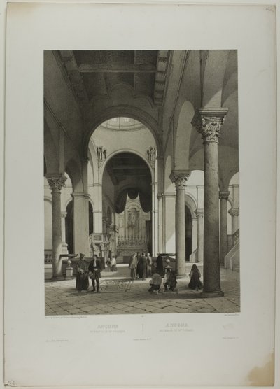 Ancona: Interieur van St. Syriacus, plaat 38 uit Italie Monumentale et Pittoresque door Nicolas Chapuy