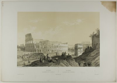 Rome: Het Colosseum en de Boog van Constantijn, plaat 38 uit Italie Monumentale et Pittoresque door Nicolas Chapuy