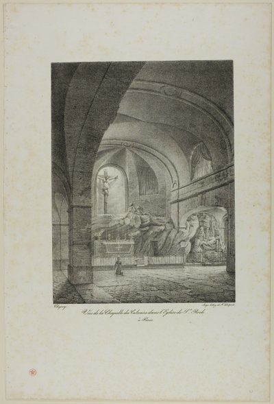 Gezicht op de Calvariekapel in de kerk van St. Roch, Parijs door Nicolas Chapuy