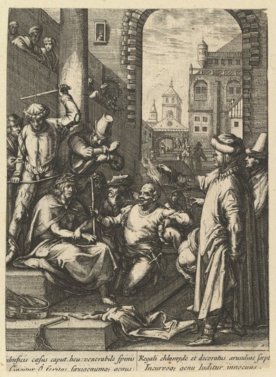 De kroning met doornen, uit De Passie van Christus, midden 17e eeuw door Nicolas Cochin