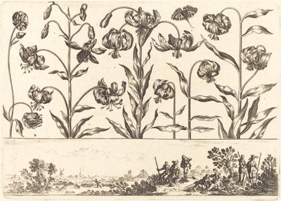 Bloemafdruk nr. 5 door Nicolas Cochin after Balthasar Moncornet