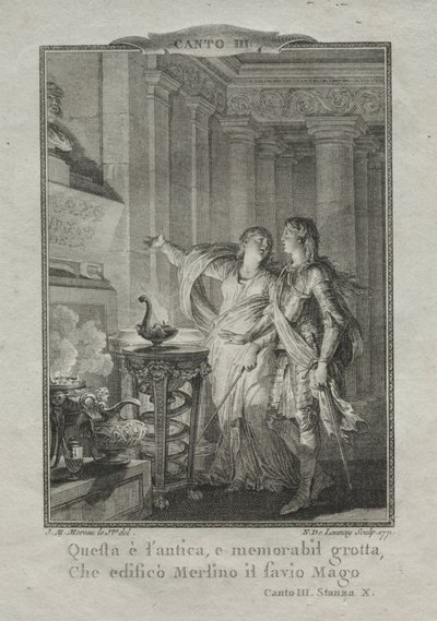 In de grot van Merlijn, de tovenaar, 1771 door Nicolas Delaunay
