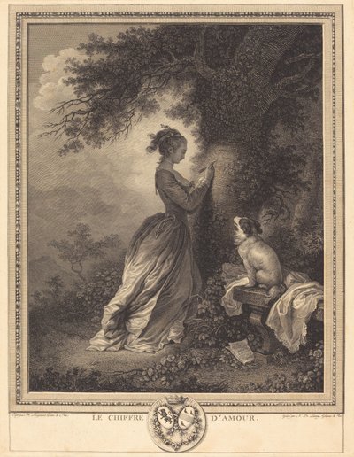 Het liefdescijfer door Nicolas Delaunay after Jean Honoré Fragonard