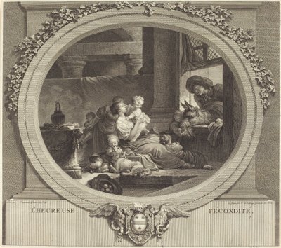 Het gelukkige vruchtbaarheid door Nicolas Delaunay after Jean Honoré Fragonard