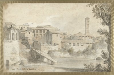 Tibereiland met het klooster van San Bartolommeo door Nicolas Delobel