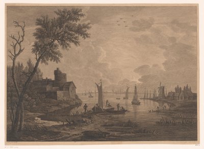 Landschap met vissersboten door Nicolas Dufour