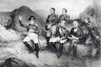 Keizer Napoleon I (1769-1821) dicteert zijn memoires aan Emmanuel Las Cases (1766-1842) op Sint-Helena, 1860 door Nicolas Eustache Maurin