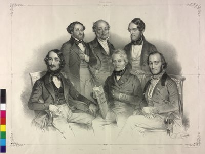 Tableau met afbeeldingen van Henry Wilhelm Ernst beroemde violist door Nicolas Eustache Maurin