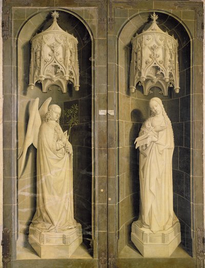 De Annunciatie, buitenpaneel van het Drieluik van Mozes en de brandende braamstruik, c.1476 door Nicolas Froment