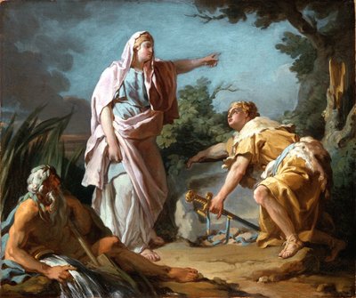 Aethra toont haar zoon Theseus de plaats waar zijn vader zijn wapens had verborgen, 1768 door Nicolas Guy Brenet