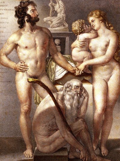 Anatomie van de Mens - De 3 Leeftijden 1884 door Nicolas Henri (after) Jacob
