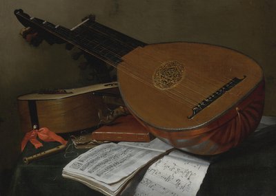 Stilleven met een luit en een gitaar door Nicolas Henri Jeaurat de Bertry