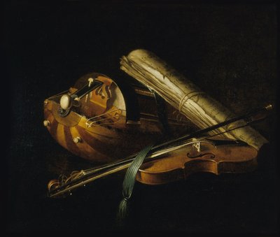 Stilleven met muziekinstrumenten, 1756 door Nicolas Henri Jeaurat de Bertry