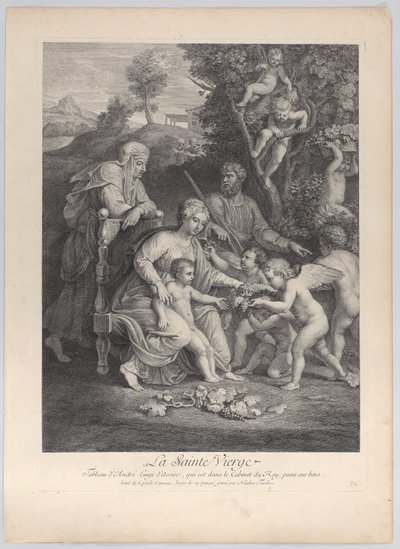 De Heilige Familie met Sint Elizabeth en engelen door Nicolas Henri Tardieu