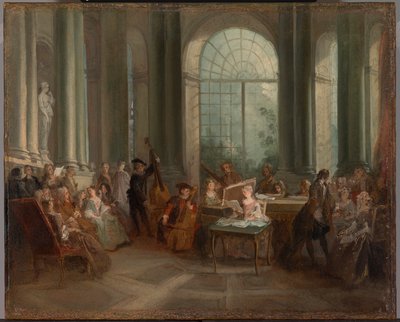 Concert in de ovale zaal van het kasteel van Pierre Crozat in Montmorency door Nicolas Lancret