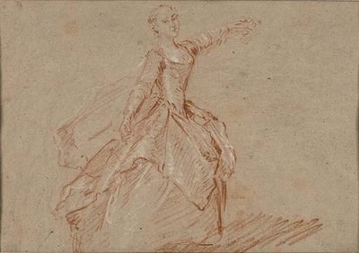 Studie voor De dans tussen het paviljoen en de fontein door Nicolas Lancret