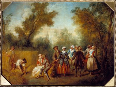 Zomerlandelijk feest tijdens de oogsttijd door Nicolas Lancret