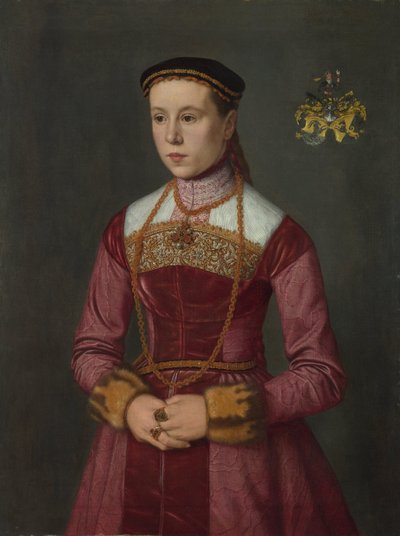 Portret van een jonge dame, ca. 1561 door Nicolas Neufchatel