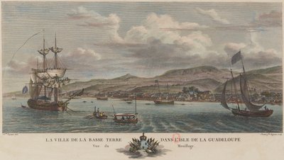 Ankerplaats Basse-Terre in Guadeloupe in 1776 door Nicolas Ozanne