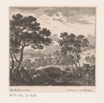 Landschap met bomen en meer door Nicolas Perelle