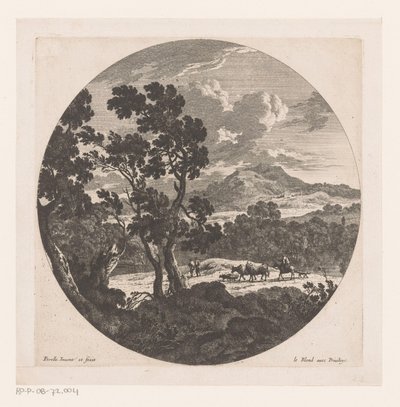 Landschap met herder met kudde door Nicolas Perelle
