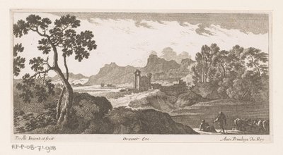 Landschap met herders bij drinkende koeien door Nicolas Perelle