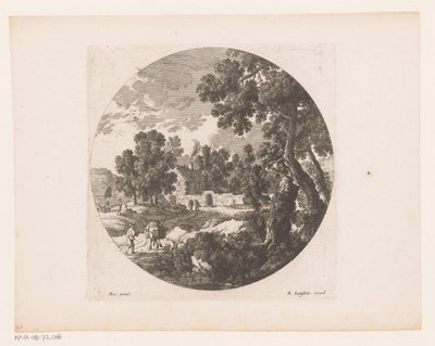 Landschap met herders en vee bij huis door Nicolas Perelle