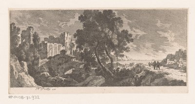 Landschap met ruïne aan zee door Nicolas Perelle