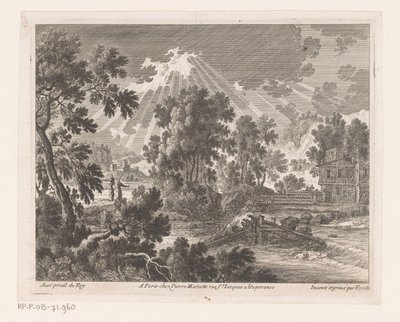 Zonnig landschap met huis aan rivier door Nicolas Perelle