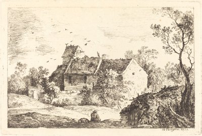 Huis met een Duiventil in een Heuvelachtig Landschap door Nicolas Perignon