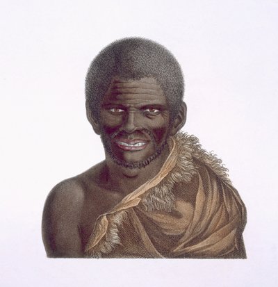 Portret van een man genaamd Paraberi, Van Diemensland, 1791, gepubliceerd 1815 door Nicolas Petit