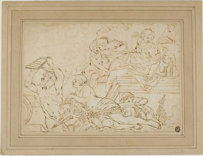 Scène met nimfen en sater door Nicolas Pierre Loir